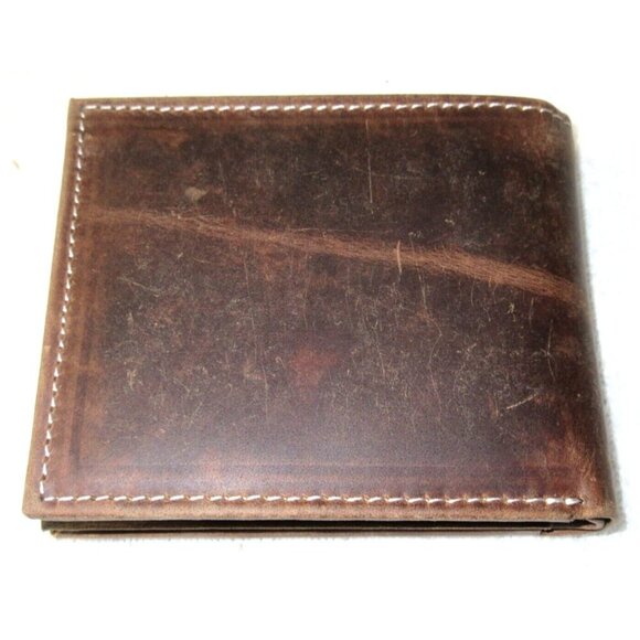 American Bison Men's Buffalo Nickel Concho Bifold Brown Leather Wallet NIB - Picture 5 of 8
